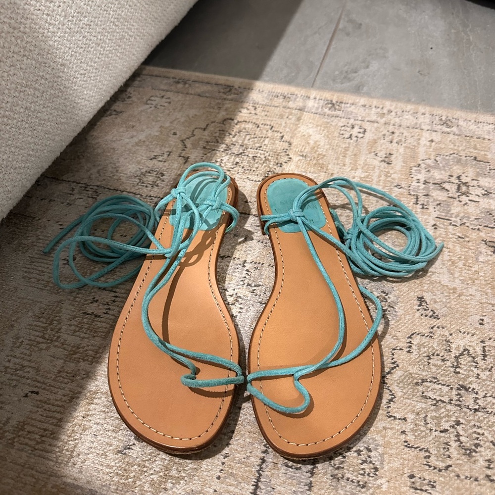 Stuart Weitzman Turquoise Leather Sandals